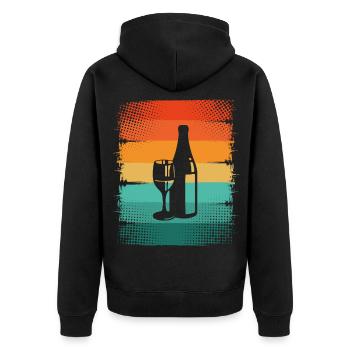 Wine - Unisex Premium Organic Zip Hoodie - black - Back - Nico (187cm)