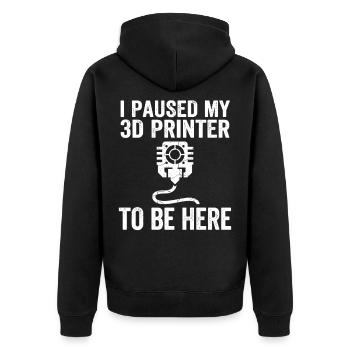 I Paused My 3D Printer – Lustiges Maker Design - Unisex Premium Bio Zip Hoodie - Schwarz - Hinten - Nico (187cm)