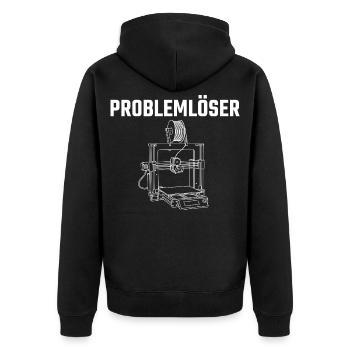 Problem Solver imprimante 3D – Conception de déclaration de créateur - Veste à capuche bio Premium Unisexe - noir - Dos - Nico (187cm)
