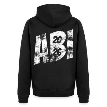Abi 2026 - Abitur - Geschenk - Unisex Premium Bio Zip Hoodie - Schwarz - Hinten - Nico (187cm)
