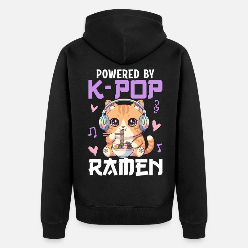 Powered By K-Pop Ramen - Unisex Premium Organic Zip Hoodie - black