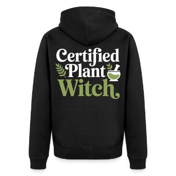 Klinische botanische Fachexpertenbekleidung - Unisex Premium Bio Zip Hoodie - Schwarz - Hinten - Nico (187cm)