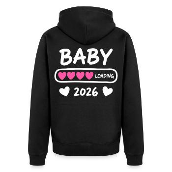 Baby Loading 2026 Parents enceintes - Veste à capuche bio Premium Unisexe - noir - Dos - Nico (187cm)