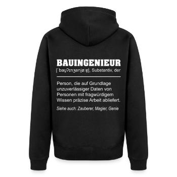 Civil Engineer Definition Funny - Unisex Premium Organic Zip Hoodie - black - Back - Nico (187cm)