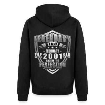 Vintage February 2001 Retro February 2001 Gift - Unisex Premium Organic Zip Hoodie - black - Back - Nico (187cm)