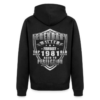 February 1981 Jubilee 1981 Legends February - Unisex Premium Organic Zip Hoodie - black - Back - Nico (187cm)