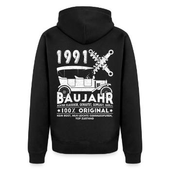 Année d’anniversaire du millésime 1991 - Veste à capuche bio Premium Unisexe - noir - Dos - Nico (187cm)