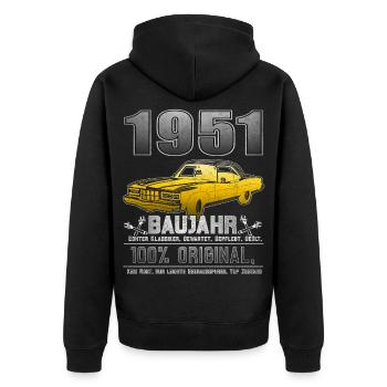 Génération : 1951 Rétro Gift 1951 2026 - Veste à capuche bio Premium Unisexe - noir - Dos - Nico (187cm)