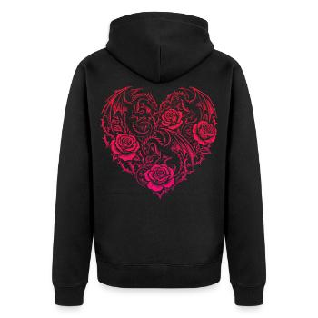 Heart Romantic Dragon Roses And Love - Unisex Premium Organic Zip Hoodie - black - Back - Nico (187cm)