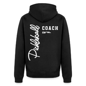 Pickleball Coach Classic Court für Ausbilder - Unisex Premium Bio Zip Hoodie - Schwarz - Hinten - Nico (187cm)