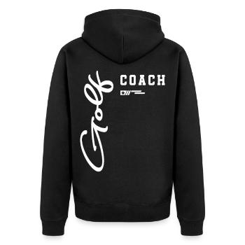 Golf Coach Classic Course Design for Instructors - Unisex Premium Organic Zip Hoodie - black - Back - Nico (187cm)