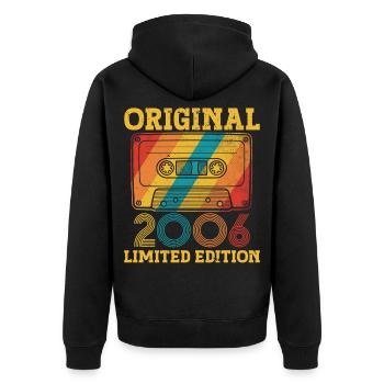 20. Jubiläum 20 Jahre 2006 Geburtstagsgeschenk - Unisex Premium Bio Zip Hoodie - Schwarz - Hinten - Nico (187cm)