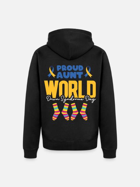 Proud Aunt World Down Syndroom Dag Sokken Ontwerp - Uniseks Premium bio ziphoodie - zwart