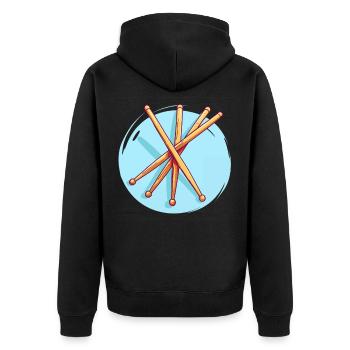 Drumsticks Zeichnung - Unisex Premium Bio Zip Hoodie - Schwarz - Hinten - Nico (187cm)