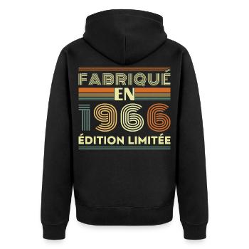 1966 Vintage Retro Geburtstagsgeschenk - Unisex Premium Bio Zip Hoodie - Schwarz - Hinten - Nico (187cm)