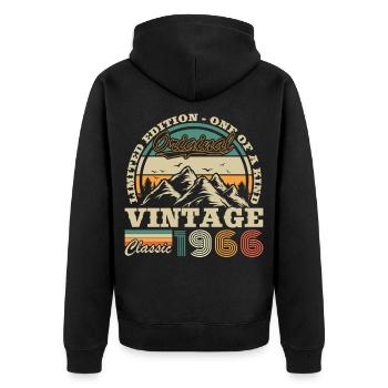 1966 Vintage Retro Geburtstagsgeschenk - Unisex Premium Bio Zip Hoodie - Schwarz - Hinten - Nico (187cm)