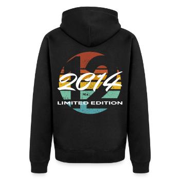 12th Birthday 2014 Boys and Girls Gift - Unisex Premium Organic Zip Hoodie - black - Back - Nico (187cm)