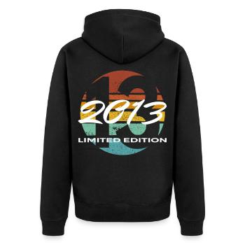 13th Birthday 2013 Boys and Girls Gift - Unisex Premium Organic Zip Hoodie - black - Back - Nico (187cm)