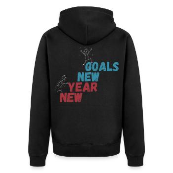 Funny New Year New Goals Motivation Resolution Gif - Unisex Premium Organic Zip Hoodie - black - Back - Nico (187cm)