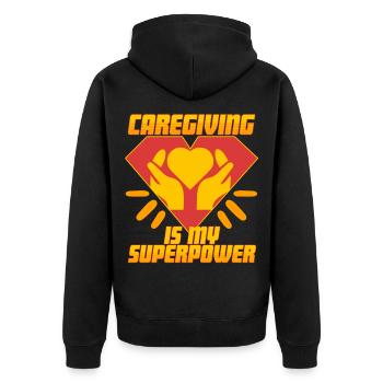 Nurse, geriatric care - Unisex Premium Organic Zip Hoodie - black - Back - Nico (187cm)