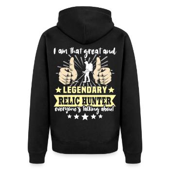 Relic Seeker Metal Detector - Unisex Premium Organic Zip Hoodie - black - Back - Nico (187cm)