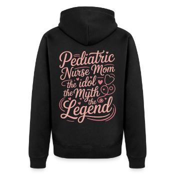 Pediatric Nurse Mom The Idol The Myth Peds RN - Unisex Premium Organic Zip Hoodie - black - Back - Nico (187cm)