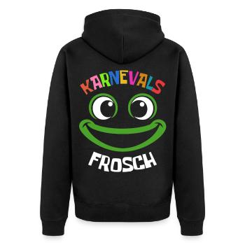 Karnevals Frosch | buntes Faschings Kostüm - Unisex Premium Bio Zip Hoodie - Schwarz - Hinten - Nico (187cm)