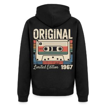 59th Anniversary - Vintage Gift 1967 - Unisex Premium Organic Zip Hoodie - black - Back - Nico (187cm)
