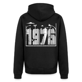 Millésime 1976 - Veste à capuche bio Premium Unisexe - noir - Dos - Nico (187cm)