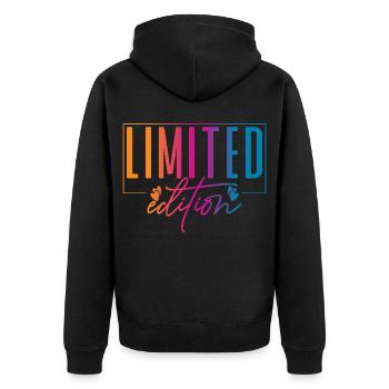 Limited Edition - Unisex Premium Bio Zip Hoodie - Schwarz - Hinten - Nico (187cm)