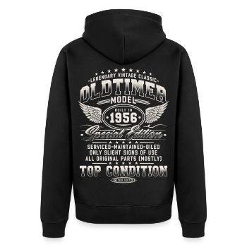 Cadeau d’anniversaire vintage 1956 vintage pour le 70e anniversaire - Veste à capuche bio Premium Unisexe - noir - Dos - Nico (187cm)