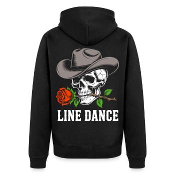 Western Skull Rose Hat Line Dance - Unisex Premium Organic Zip Hoodie - black - Back - Nico (187cm)