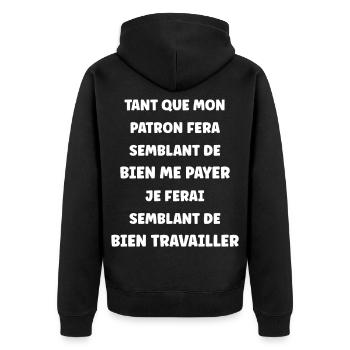 So tun, als würde ich arbeiten - Unisex Premium Bio Zip Hoodie - Schwarz - Hinten - Nico (187cm)