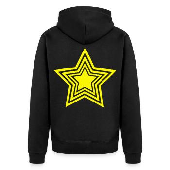 Unendlicher Gelber Stern - Unisex Premium Bio Zip Hoodie - Schwarz - Hinten - Nico (187cm)