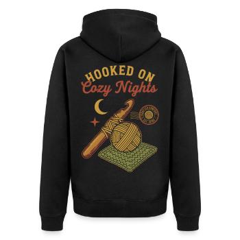 Accro aux nuits douillettes Amant du crochet Drôle - Veste à capuche bio Premium Unisexe - noir - Dos - Nico (187cm)