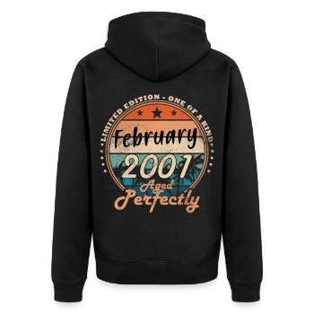 Vintage February 2001 Retro February 2001 Gift - Unisex Premium Organic Zip Hoodie - black - Back - Nico (187cm)