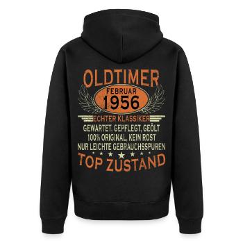 Voiture classique Février 1956 Homme 70e anniversaire - Veste à capuche bio Premium Unisexe - noir - Dos - Nico (187cm)