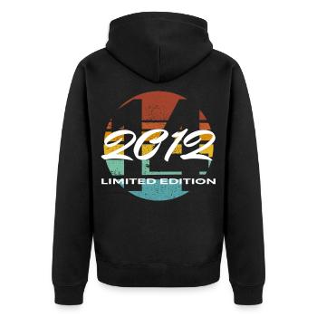 14th Birthday 2012 Boys and Girls Gift - Unisex Premium Organic Zip Hoodie - black - Back - Nico (187cm)