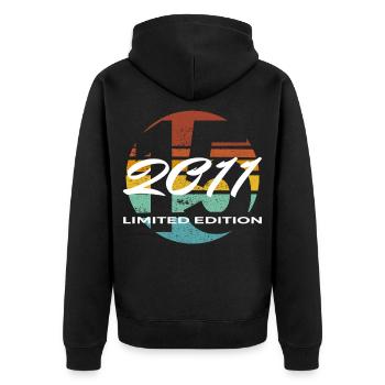 15. Geburtstag 2011 Jungen und Mädchen Geschenk - Unisex Premium Bio Zip Hoodie - Schwarz - Hinten - Nico (187cm)