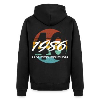 40e anniversaire 1986 cadeau pour hommes et femmes - Veste à capuche bio Premium Unisexe - noir - Dos - Nico (187cm)