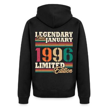 Vintage 1996 Janvier Rétro Cadeau D'anniversaire - Veste à capuche bio Premium Unisexe - noir - Dos - Nico (187cm)