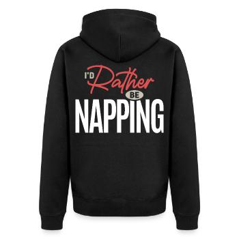 Ich würde lieber ein Nickerchen machen, lustiges Schlaf-Humor-Zitat - Unisex Premium Bio Zip Hoodie - Schwarz - Hinten - Nico (187cm)