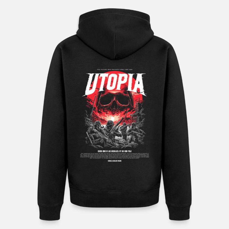 Utopia Crâne Rouge de Feu - Veste à capuche bio Premium Unisexe - noir