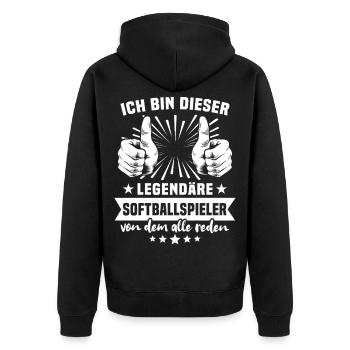 Légende du joueur de softball - Veste à capuche bio Premium Unisexe - noir - Dos - Nico (187cm)