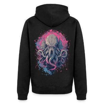 Kosmisches Tentakelwesen – Dark Horror Art - Unisex Premium Bio Zip Hoodie - Schwarz - Hinten - Nico (187cm)