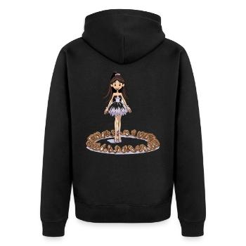 Tanzfee auf Brezelring - Unisex Premium Bio Zip Hoodie - Schwarz - Hinten - Nico (187cm)