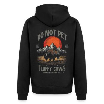 Les bisons vintage ne caressent pas les vaches duveteuses Bizons drôles - Veste à capuche bio Premium Unisexe - noir - Dos - Nico (187cm)