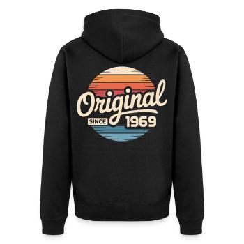 Cadeau d’anniversaire vintage 1969 Vintage 1969 - Veste à capuche bio Premium Unisexe - noir - Dos - Nico (187cm)
