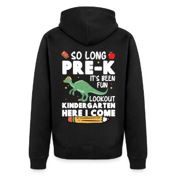  Dinosaur Kindergarten Costume with - Unisex Premium Organic Zip Hoodie - black - Back - Nico (187cm)