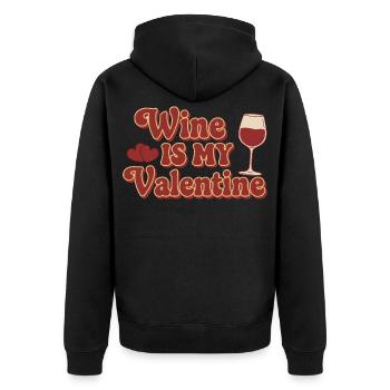 Wine Is My Valentine – Retro Wein Design - Unisex Premium Organic Zip Hoodie - black - Back - Nico (187cm)